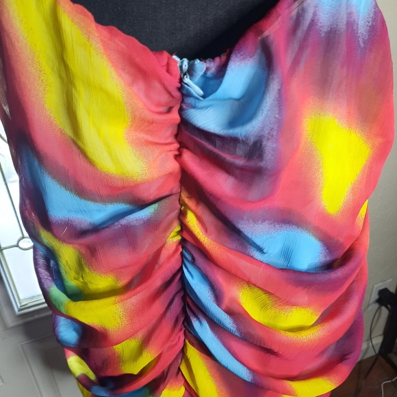 Halter style multi color roushing top - Picture 7 of 8